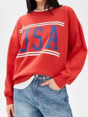 Z Supply Red USA Graphic Sweatshirt